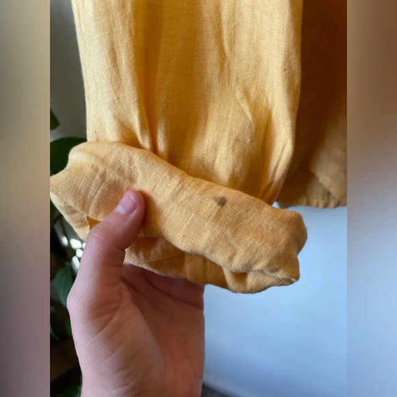 Rare FLAX|| Linen Canary Yellow Set. Short sleeve shirt and Jacket w/buttons  Sm - Picture 5 of 10